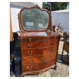 ROSEWOOD CARVED TALL CHEST WITH MIRROR