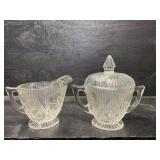 IRIS AND HERRINGBONE CRYSTAL CREAMER AND SUGAR