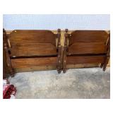 PR OF SOLID MAHOGANY BIGGS SINGLE BEDS