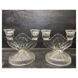 VINTAGE IRIS AND HERRINGBONE 2 LIGHT CANDLE STICKS