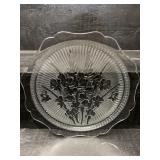 IRIS AND HERRINGBONE CRYSTAL LARGE PLATTER