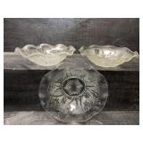 3 IRIS AND HERRINGBONE CRYSTAL LARGE RUFFLED