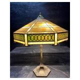 RARE ANTIQUE HANDEL 4 LIGHT BRONZE TABLE LAMP