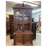 LARGE WALNUT VICTORIAN 2 PC CHINA CLOSET