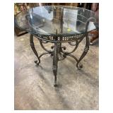 GLASS AND IRON DECORATOR END TABLE