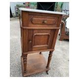OAK MARBLE TOP 19TH CENTURY HALF COMMODE
