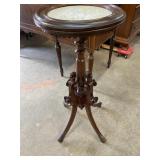 WALNUT VICTORIAN MARBLE TOP CANDLE STAND