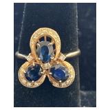 CUSTOM 14K SAPPHIRE AND DIAMOND RING