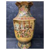 HUGE ORIENTAL SATSUMA MORIAGE TALL VASE
