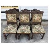 SET OF 6 HEAVY CARVED OAK ANTIQUE CHAIRS