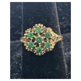 14K EMERALD CUSTOM FLOWER RING