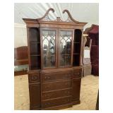 MAHOGANY BREAK FRONT CHINA CLOSET WITH DESK