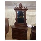 WALNUT VICTORIAN 3 DRAWER DRESSER WITH MIRROR