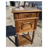 WALNUT MARBLE TOP TALL COMMODE