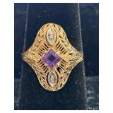 10K AMETHYST FILIGREE RING