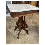 WALNUT VICTORIAN MARBLE TOP TABLE