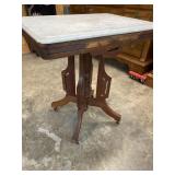 WALNUT VICTORIAN MARBLE TOP TABLE