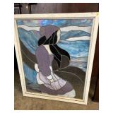 LARGE LEADED SLAG GLASS WINDOW