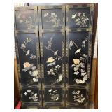 SOAP STONE APPLIED BLACK ORIENTAL 3 PANEL SCREEN