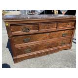5 DRAWER WALNUT VICTORIAN MARBLE TOP CHEST