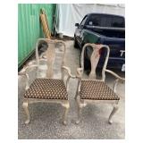 PR OF PICKLE FINISH QUEEN ANNE ARM CHAIRS