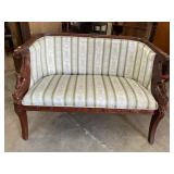 SWAN CARVED MAHOGANY SETTEE