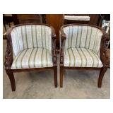 PR OF MAHOGANY SWAN CARVED CHAIRS