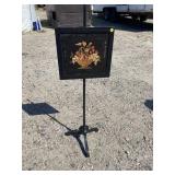 VICTORIAN EBONIZED NEEDLEPOINT ADJUSTABLE SCREEN