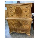 SATINWOOD CARVED CHEST ON CHEST