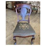 SOLID MAHOGANY NEEDLEPOINT CHAIR
