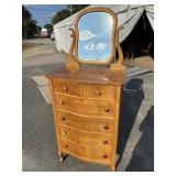 BIRDS EYE MAPLE TALL CHEST WITH MIRROR