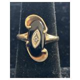 10K BLACK ONYX WITH CENTER DIAMOND RING
