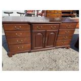 SOLID CHERRY LONG DRESSER BY DURHAM FURNITURE CO