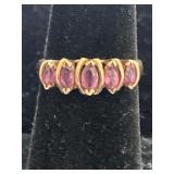 10K 5 PINK/PURPLE STONE RING