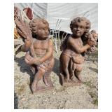 PAIR LARGE CONCRETE CHERUBS