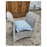 HIGH ARMED WICKER STOOL