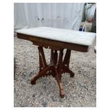 WALNUT VICTORIAN MARBLE TOP TABLE