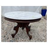 OVAL VICTORIAN MARBLE TOP COFFEE TABLE