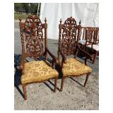 PAIR OF HEAVY CARVED THRONE CHAIRS