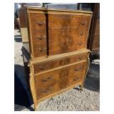 WALNUT FRENCH CARVED CHEST ON CHEST