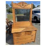 OAK DRESSER WITH MIRROR