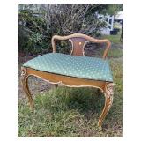 WALNUT FRENCH CARVED VANITY BENCH