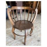 OAK BARREL BACK CORNER CHAIR