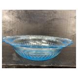 ANCHOR HOCKING BLUE MAYFAIR OPEN ROSE HANDLE BOWL
