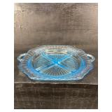 ANCHOR HOCKING BLUE MAYFAIR OPEN ROSE DIVIDED