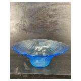 ANCHOR HOCKING BLUE MAYFAIR OPEN ROSE SCALLOPED