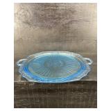 ANCHOR HOCKING BLUE MAYFAIR OPEN ROSE LARGE