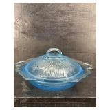 ANCHOR HOCKING BLUE MAYFAIR OPEN ROSE COVERED