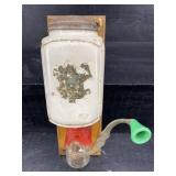 OLDER ELMA COFFEE GRINDER WITH JAR ON WOOD