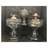 3 LARGE PEANUT OIL LAMPS